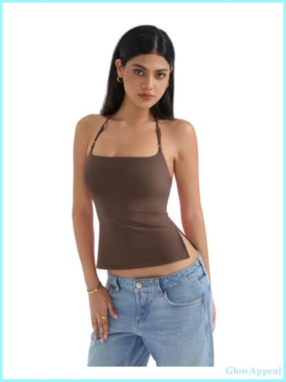 Double Lined Halter Tank Top Backless Camisole Crop Top Going Out - Picture 2 of 6